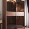 Bronze toughened glass with colour center panel sliding door