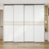 Four white melamine with center panel sliding door set