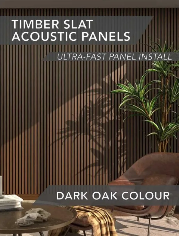 Timber slat acoustic panel 2400x600MM - DARK OAK COLOUR