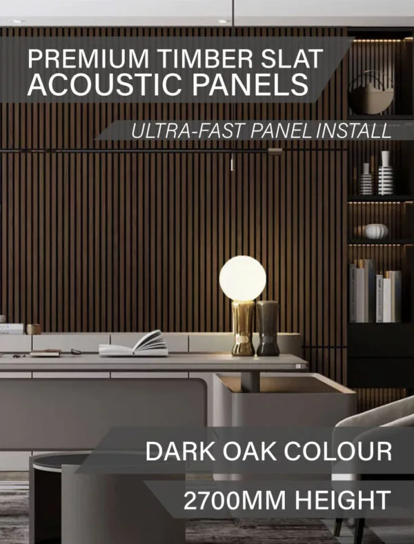Premium Timber slat acoustic panel 2700x600MM - DARK OAK COLOUR