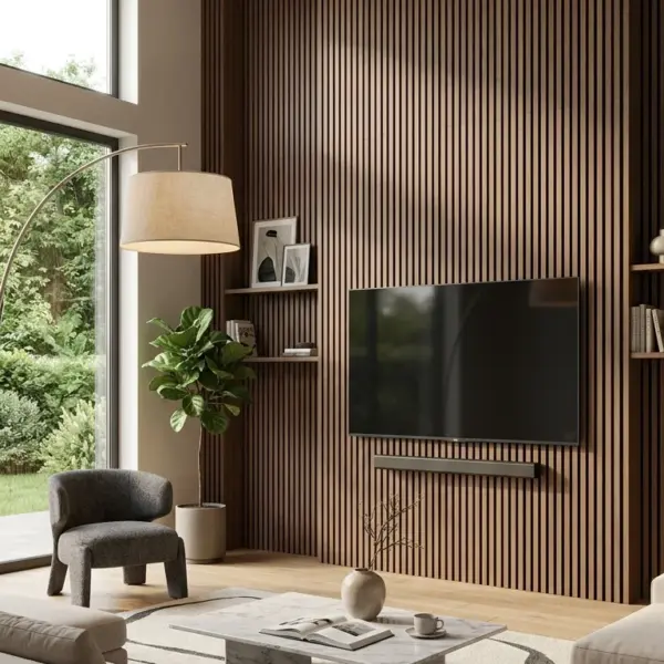 Premium Timber slat acoustic panel 2750x600MM - DARK OAK COLOUR - Image 2