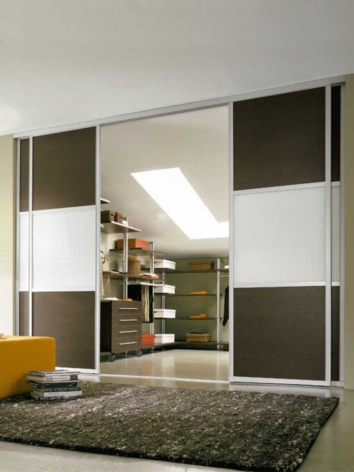 Three-division-colour-and-paintedglass-sliding-door-set