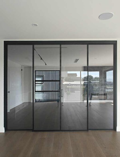 4 x Grey toughened glass soft-stop sliding door