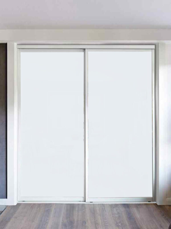 Classic white mdf double sliding door with track