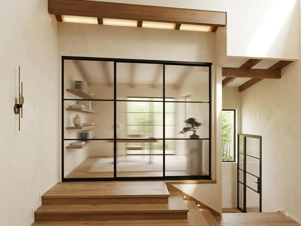 Classic-Frame-Sliding-Door-Narrow-Reeded-Glass