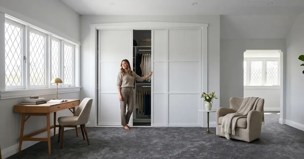 Wardrobe sliding door system